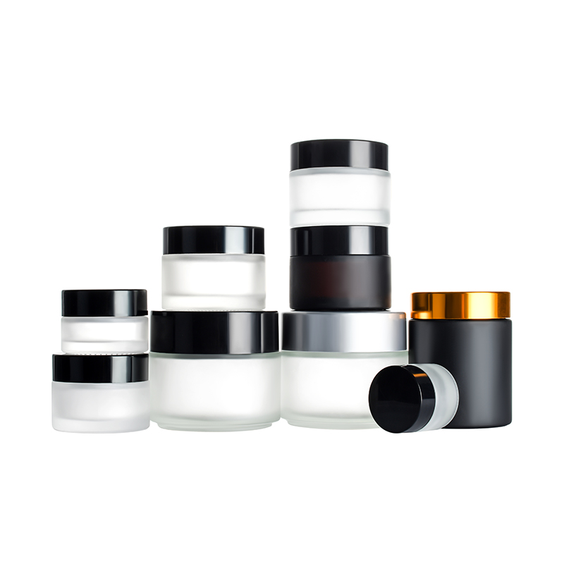 Empty cosmetic packing clear amber green black 5ml 10ml 30ml 50ml frosted face eye cream candle glass jar with aluminum lid