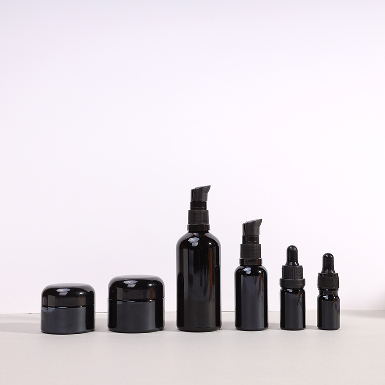 Empty custom 5ml 10ml 15ml Black mini cosmetic liquid essential oil bottle serum glass dropper bottle