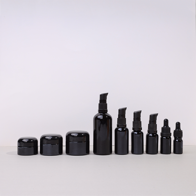 Empty custom 5ml 10ml 15ml Black mini cosmetic liquid essential oil bottle serum glass dropper bottle