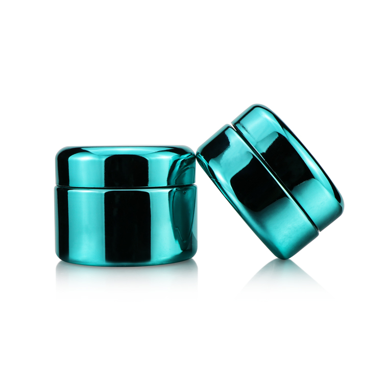 Empty custom round 2oz 4oz blue hemp weed container child resistant jar smell proof glass jar with crc cap