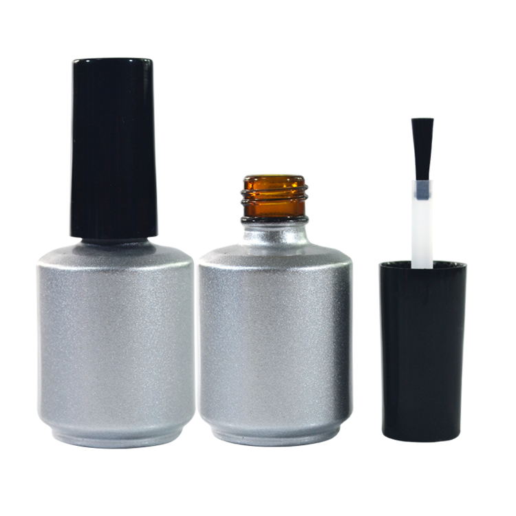 Empty custom uv gel round 10ml 15ml 17ml amber white clear black glass nail polish bottle with cap and brush