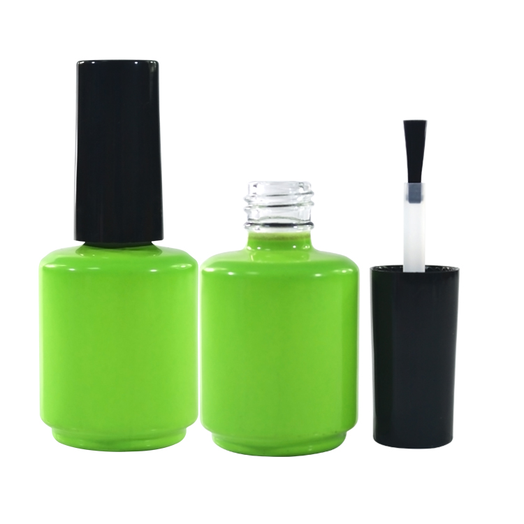 Empty custom uv gel round 10ml 15ml 17ml amber white clear black glass nail polish bottle with cap and brush