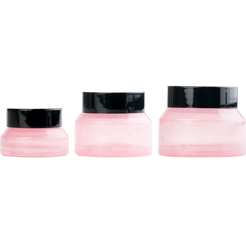 Empty customized cosmetic glass pink cream jar 5m,10ml,20ml,30ml glass clear jar for cream