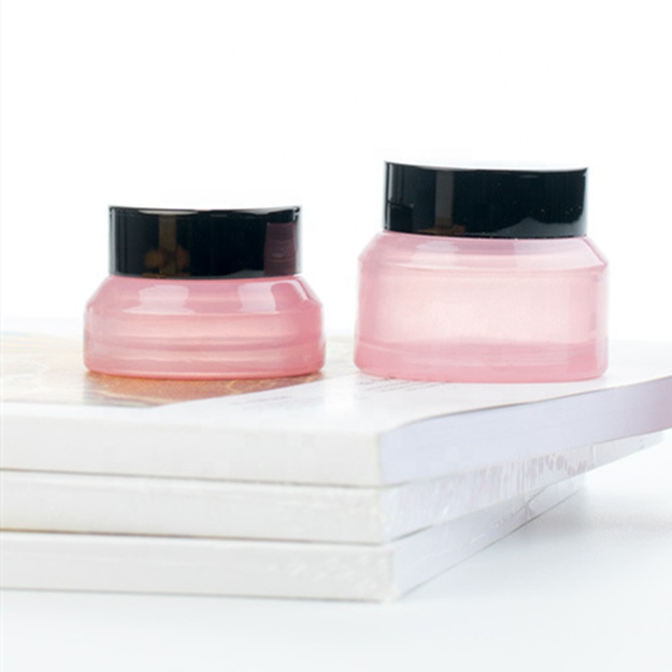 Empty customized cosmetic glass pink cream jar 5m,10ml,20ml,30ml glass clear jar for cream