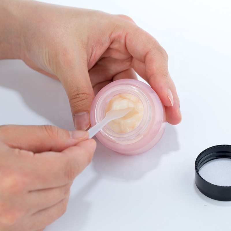 Empty customized cosmetic glass pink cream jar 5m,10ml,20ml,30ml glass clear jar for cream