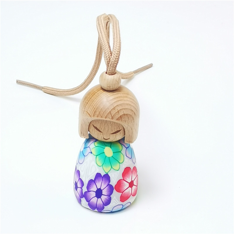 Empty cute doll 10ml car hanging essential oil air freshener perfume bottle Perfume Diffuser Bottle With Wooden Cap