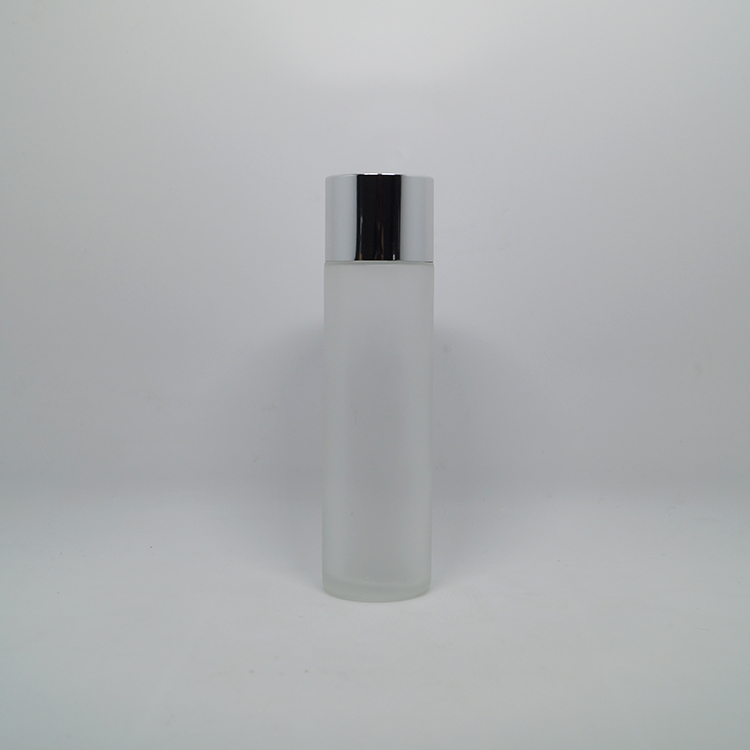 Empty cylinder 100ml clear frosted cosmetic toner bottle for lotion packaging