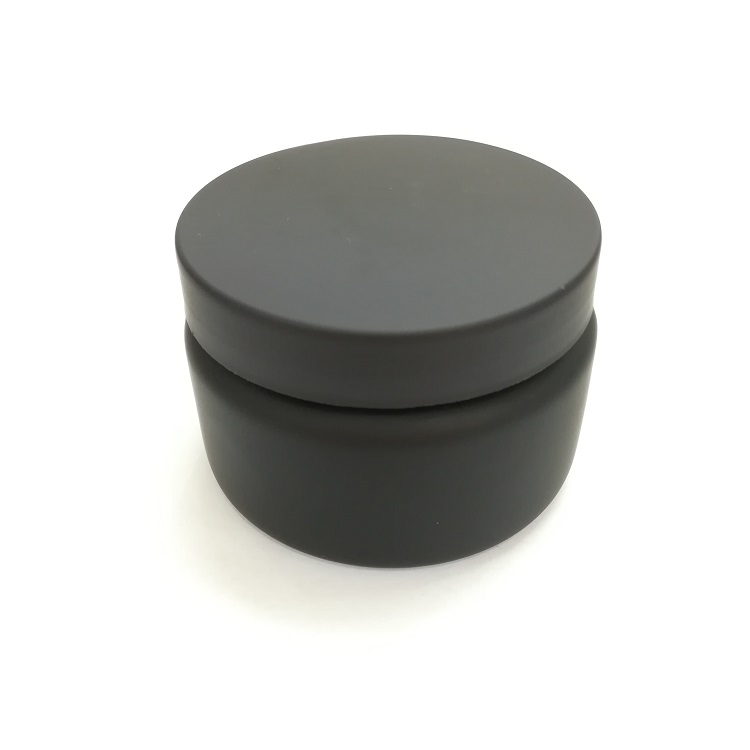 Empty eco friendly Plastic PETPCR matt black color Cosmetic Jar /rubber soft touch surface plastic jars containers package