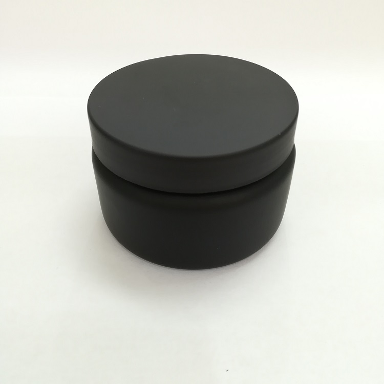 Empty eco friendly Plastic PETPCR matt black color Cosmetic Jar /rubber soft touch surface plastic jars containers package