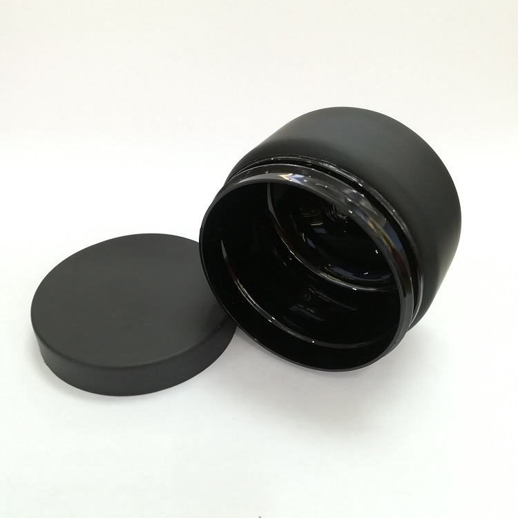 Empty eco friendly Plastic PETPCR matt black color Cosmetic Jar /rubber soft touch surface plastic jars containers package