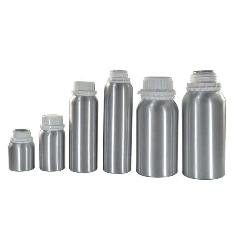 Empty essential oil 50ml 100ml 150ml 200ml 250ml 500ml 1000ml sliver aluminum bottle with white tamper proof cap