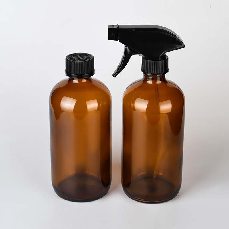 Empty essential oil Boston 8oz 16oz 250ml 500ml clear blue amber glass spray bottles