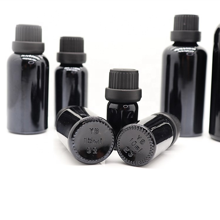Empty essential oil bottle with round paper box amber glass bottle glass bottle with dropper cap wholesale 5-100ml