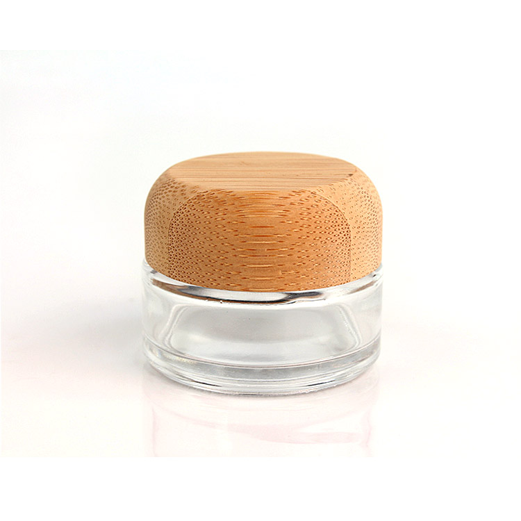 Empty eye cosmetic packaging container jars for lotions and creams with wooden lid