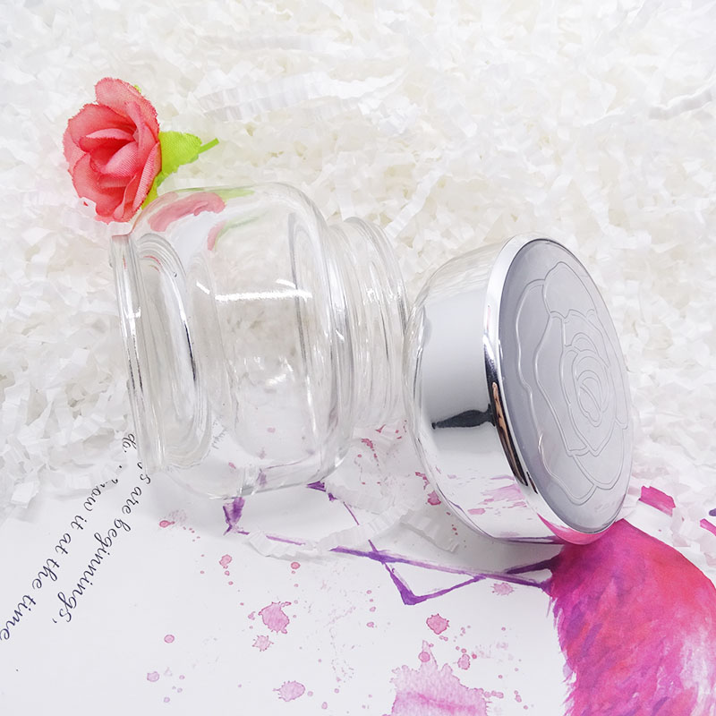 Empty face cream cosmetic packaging luxury thick bottom 50ml 50 gram gradient blue glass jar