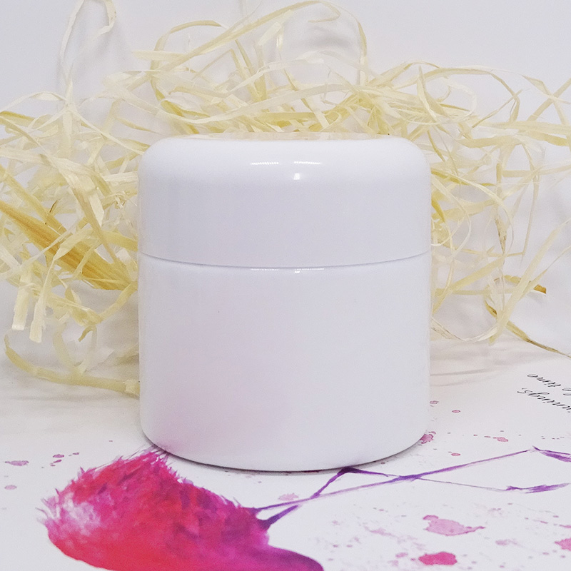 Empty face cream cosmetic packaging metal and plastic black screw lid round 30g 50g amber glass jar