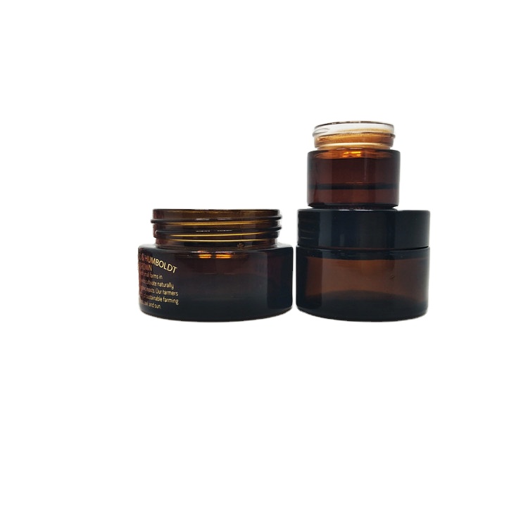 Empty face cream jar 30g 50g 100g green cosmetic cream glass jar with gold plastic aluminum lid