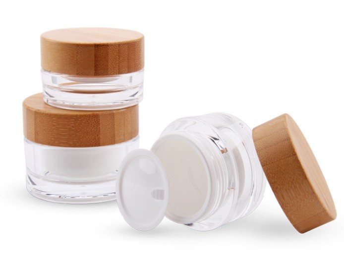 Empty face eye cream jar 15g 30g 50g frosted cosmetic cream jar with bamboo lid