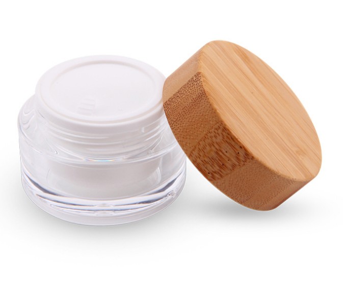 Empty face eye cream jar 15g 30g 50g frosted cosmetic cream jar with bamboo lid