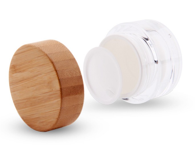 Empty face eye cream jar 15g 30g 50g frosted cosmetic cream jar with bamboo lid