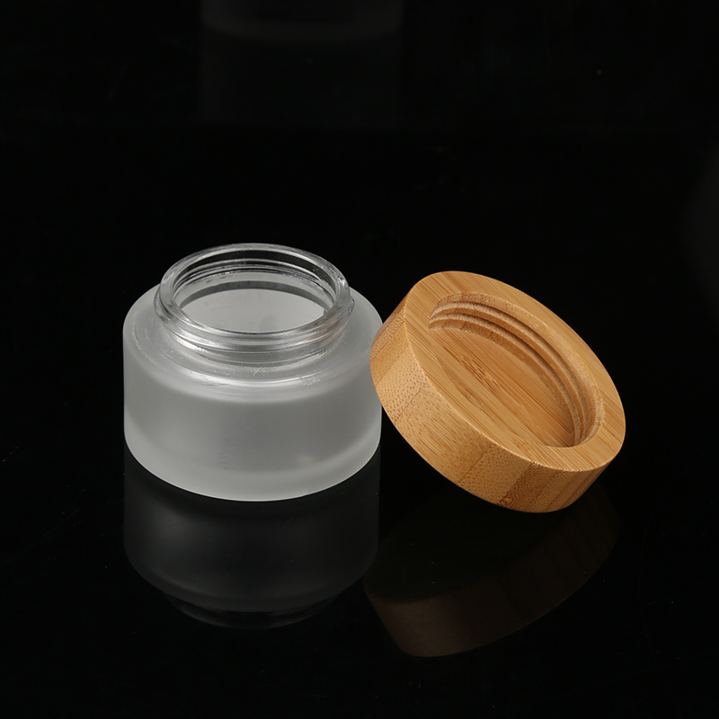 Empty face eye cream jar 50g frosted cosmetic cream jar with bamboo lid