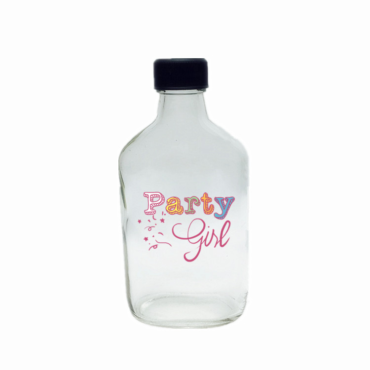 Empty flask bottle 200ml flat glass cold brew coffee juice bottle with screw lid