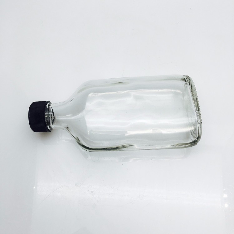 Empty flask bottle 200ml flat glass cold brew coffee juice bottle with screw lid