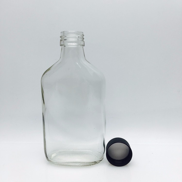 Empty flask bottle 200ml flat glass cold brew coffee juice bottle with screw lid