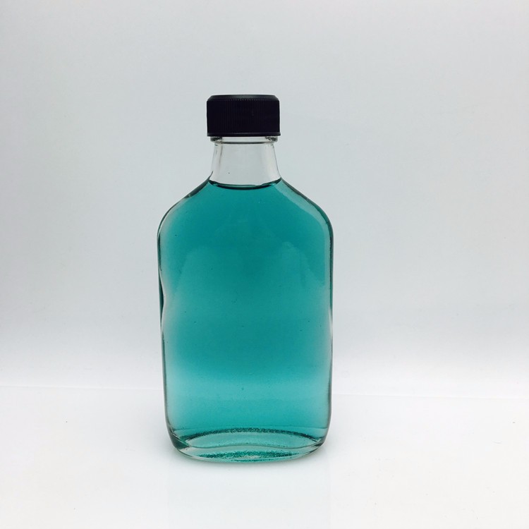 Empty flask bottle 200ml flat glass cold brew coffee juice bottle with screw lid