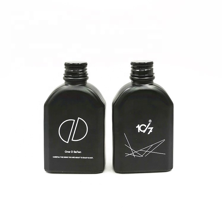 Empty flat pocket 100ml 200ml 250ml 350ml 500ml cold brew coffee milk tea beverage juice drinking glass bottle with screw cap