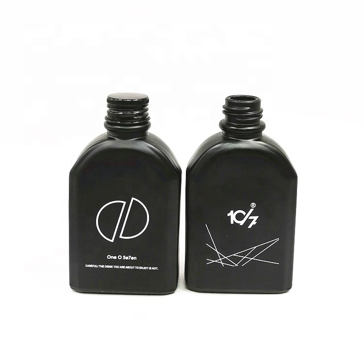 Empty flat pocket 100ml 200ml 250ml 350ml 500ml cold brew coffee milk tea beverage juice drinking glass bottle with screw cap
