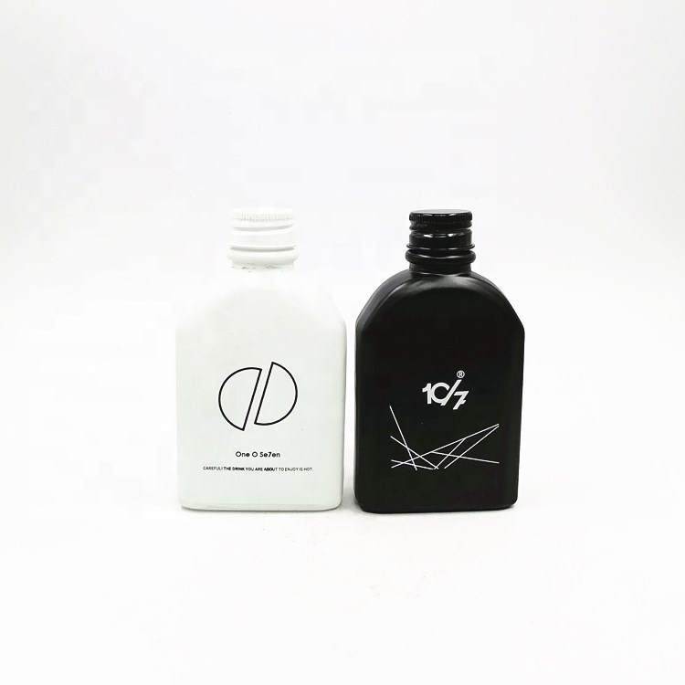 Empty flat pocket 100ml 200ml 250ml 350ml 500ml cold brew coffee milk tea beverage juice drinking glass bottle with screw cap