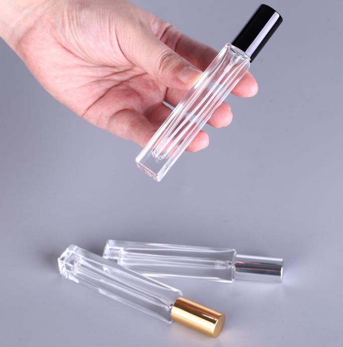 Empty flat square clear glass 30ml 50ml 100ml crimp perfume bottle
