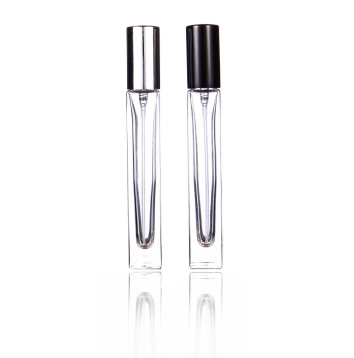 Empty flat square clear glass 30ml 50ml 100ml crimp perfume bottle