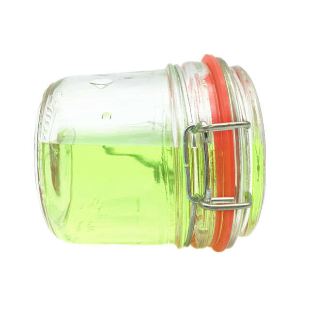 Empty food grade 200ml clear round sealed glass storage jar with metal clip top lid