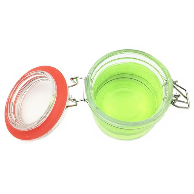 Empty food grade 200ml clear round sealed glass storage jar with metal clip top lid