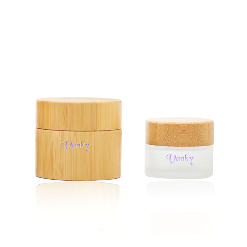 Empty frosted 30g 100g glass bottle with bamboo cap jar