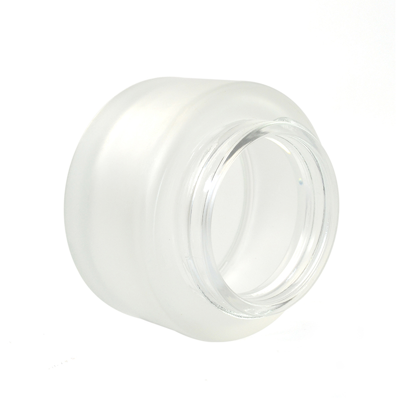 Empty frosted clear 5g 15g 30g 50g 100g glass cream jar with black bamboo screw lid