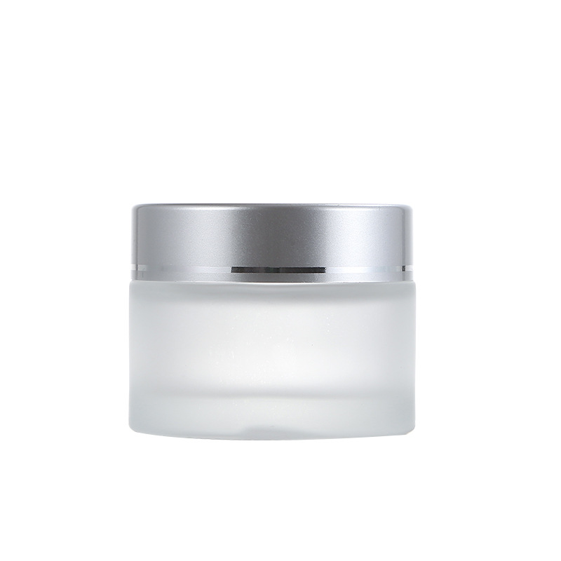 Empty frosted double wall cosmetic cream packaging glass jar set