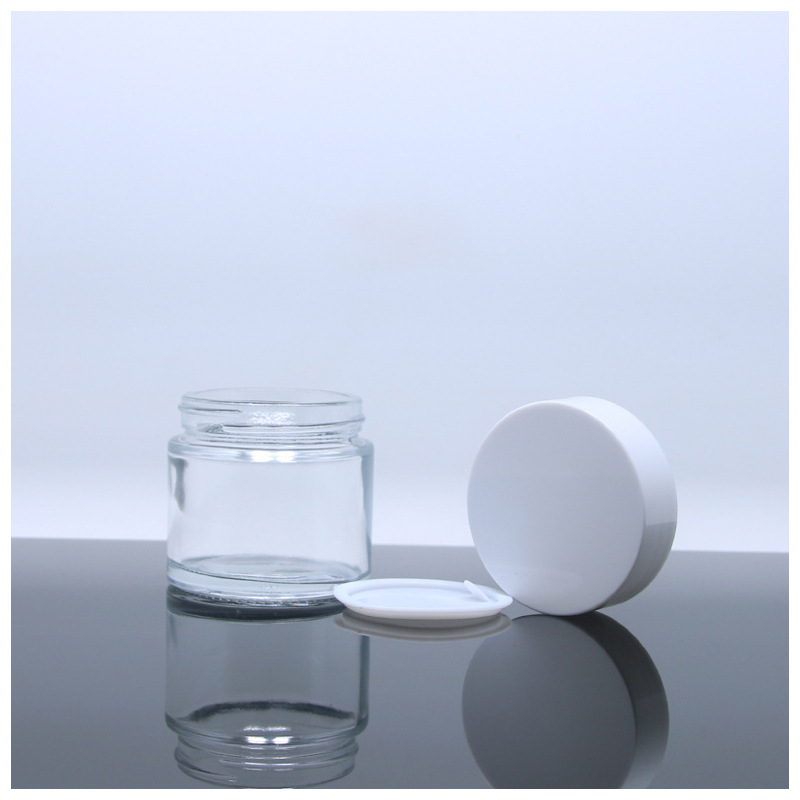 Empty frosted double wall cosmetic cream packaging glass jar set