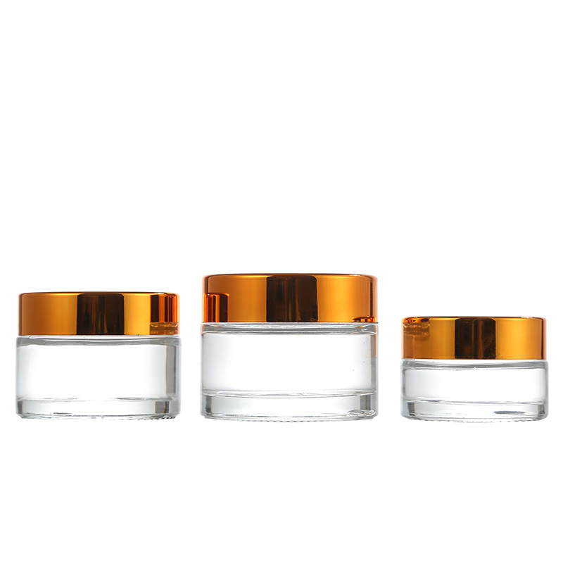 Empty frosted double wall cosmetic cream packaging glass jar set