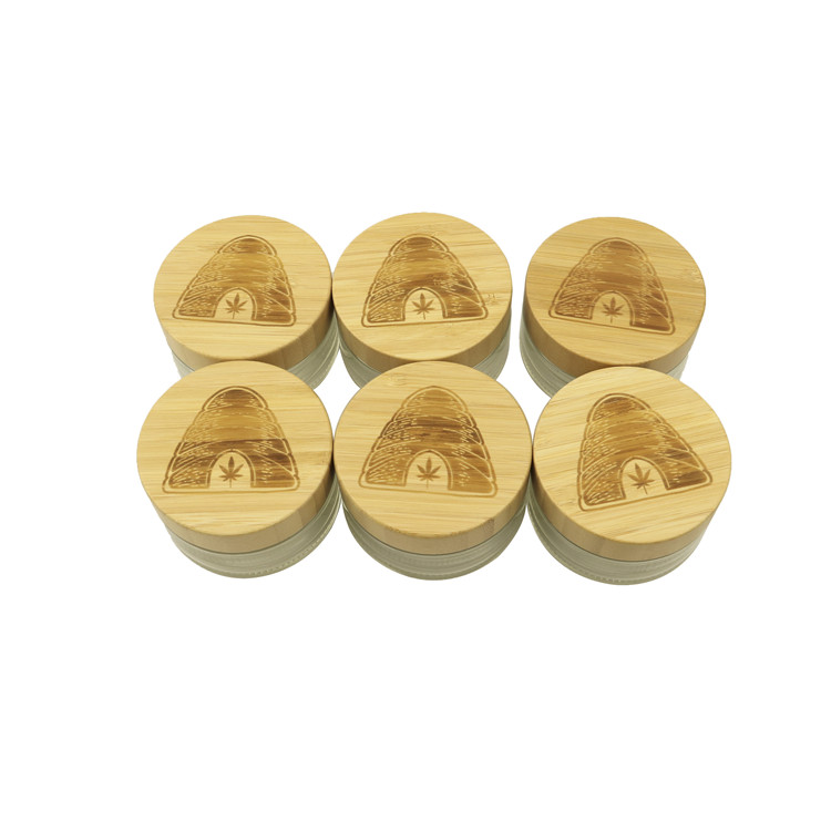 Empty glass bamboo texture cream jars 50g 50ml 1.7oz bamboo cosmetic jars packaging glass inner cream jar with bamboo lid cap