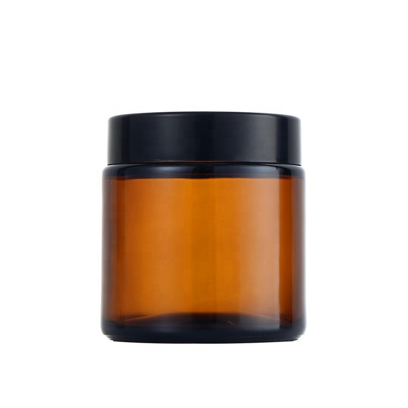 Empty glass cosmetic packaging cream jars 15grams 4oz amber cosmetic jar glass