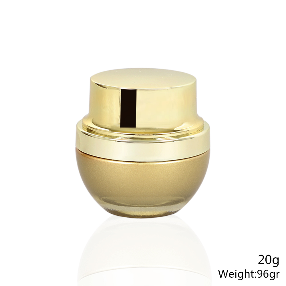 Empty glass cream jar in 20g 30g 50g, round facial cream container with gold lid, empty glass jar for eye cream
