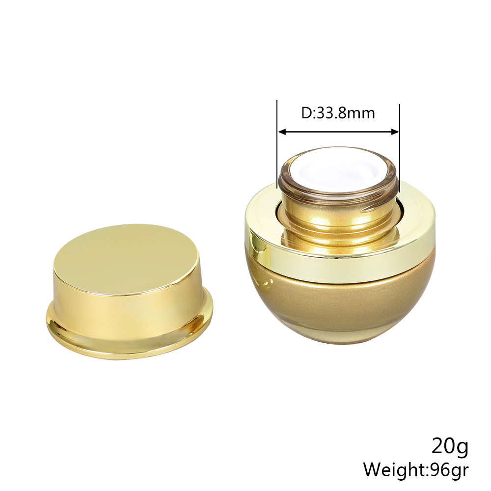 Empty glass cream jar in 20g 30g 50g, round facial cream container with gold lid, empty glass jar for eye cream