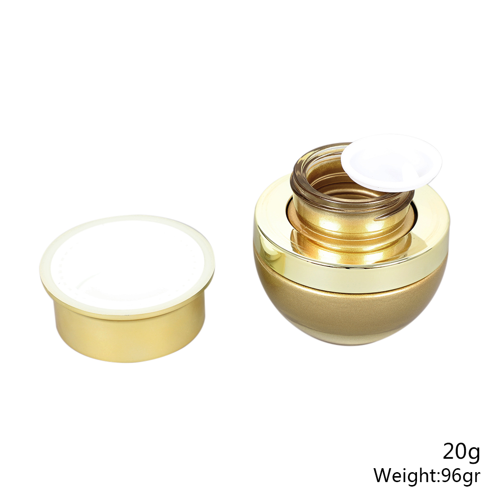 Empty glass cream jar in 20g 30g 50g, round facial cream container with gold lid, empty glass jar for eye cream