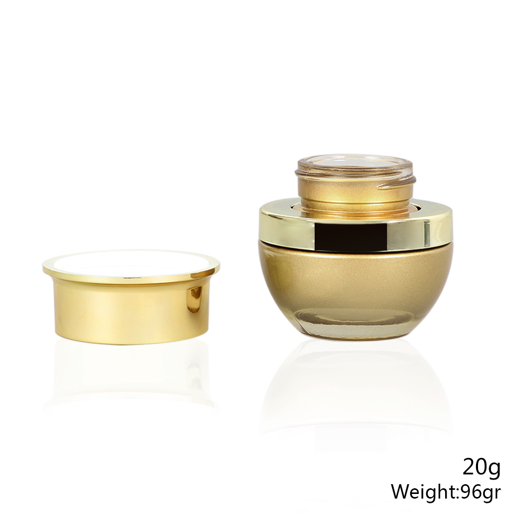 Empty glass cream jar in 20g 30g 50g, round facial cream container with gold lid, empty glass jar for eye cream