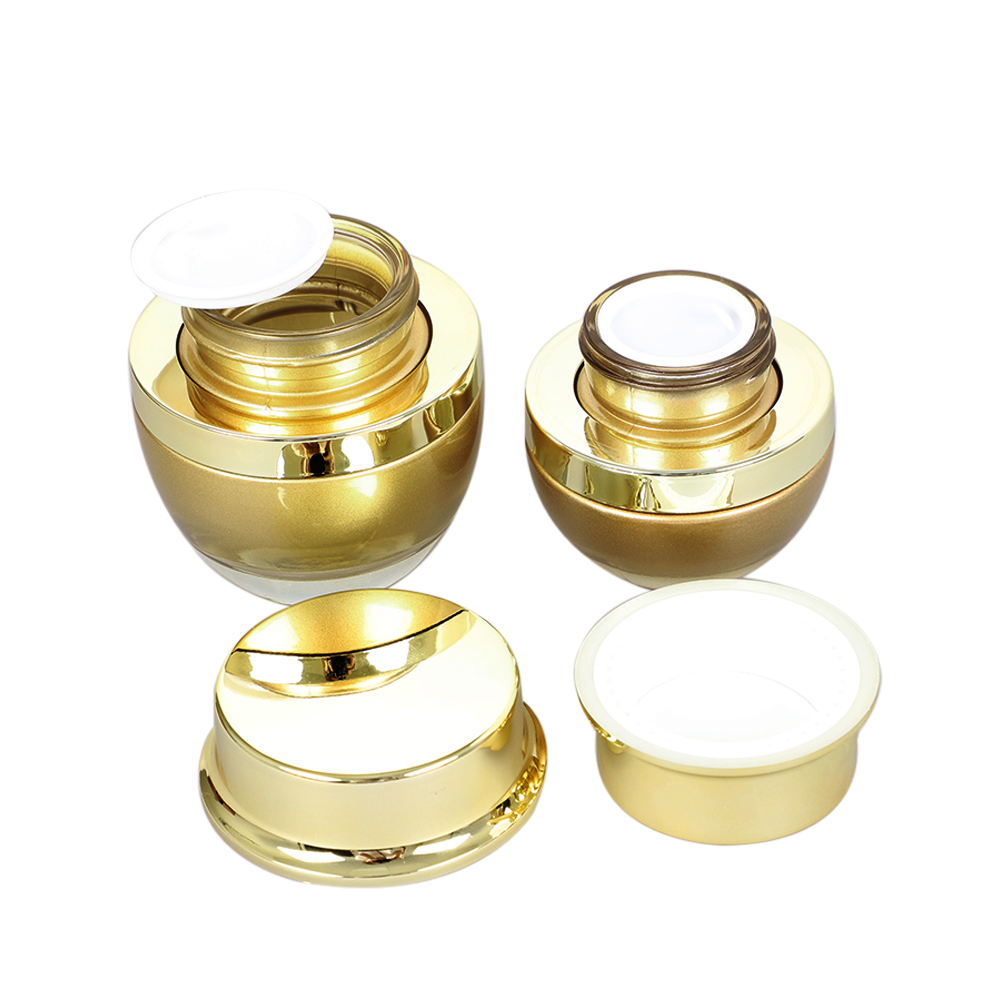 Empty glass cream jar in 20g 30g 50g, round facial cream container with gold lid, empty glass jar for eye cream