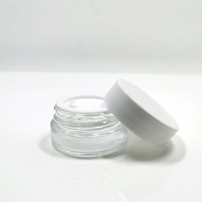 Empty glass jars in bulk 5g transparent glass wide mouth jars with white lid