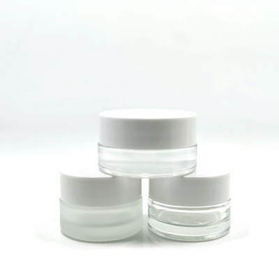 Empty glass jars in bulk 5g transparent glass wide mouth jars with white lid